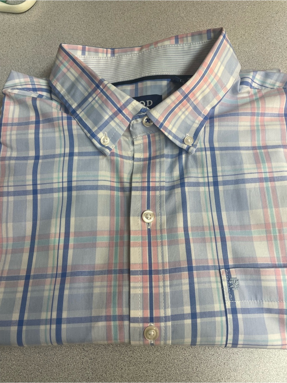 Izod Men's Pastel Plaid Button-Down Shirt - Blue & Pink